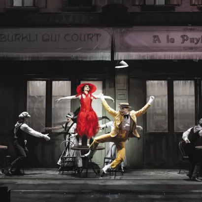 Garance et Mimoza lors de la scène du café dans le Mime et L'Etoile